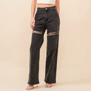 1 LEFT!! EXACTLY WHAT YOU THINK BLACK RHINESTONE JEANS